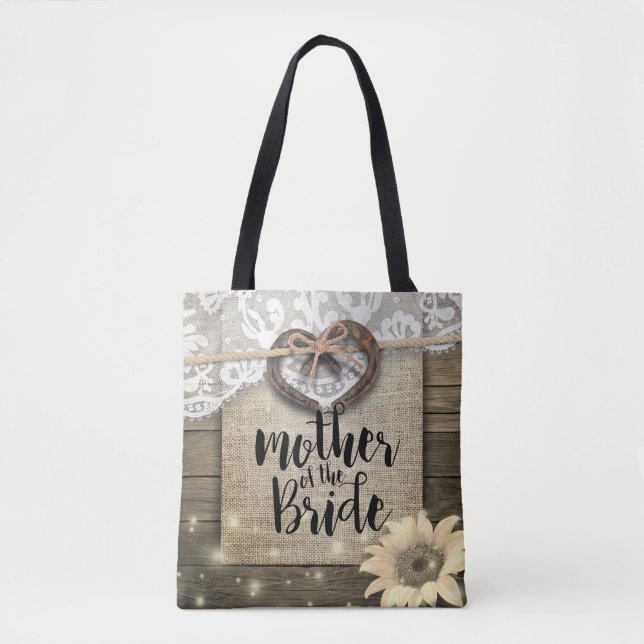 Couple Horseshoe Heart Wedding Mother of the Bride Tote Bag (Front)
