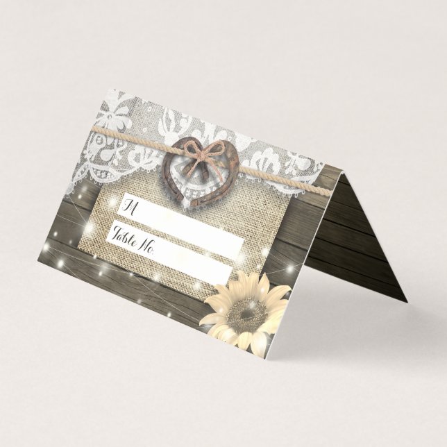 Couple Horseshoe Heart Wedding Table Number Escort (Front)