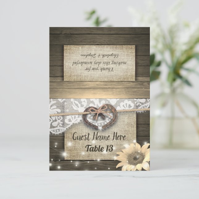 Couple Horseshoe Heart Wedding Table Number Escort (Standing Front)