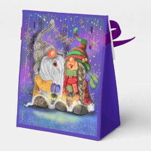 Couple Hugged Gnomes Singing Happy Christmas Song Favour Box