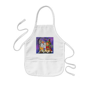 Couple Hugged Gnomes Singing Happy Christmas Song  Kids Apron