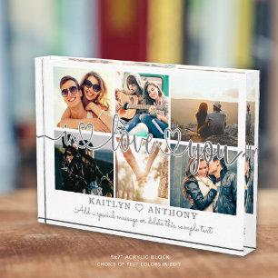 Couple I LOVE YOU Photo Collage Silver Grey Script