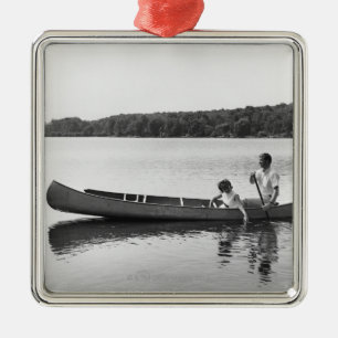 Couple in a Canoe Metal Tree Decoration