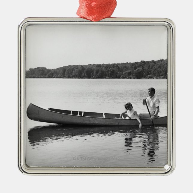 Couple in a Canoe Metal Tree Decoration (Front)
