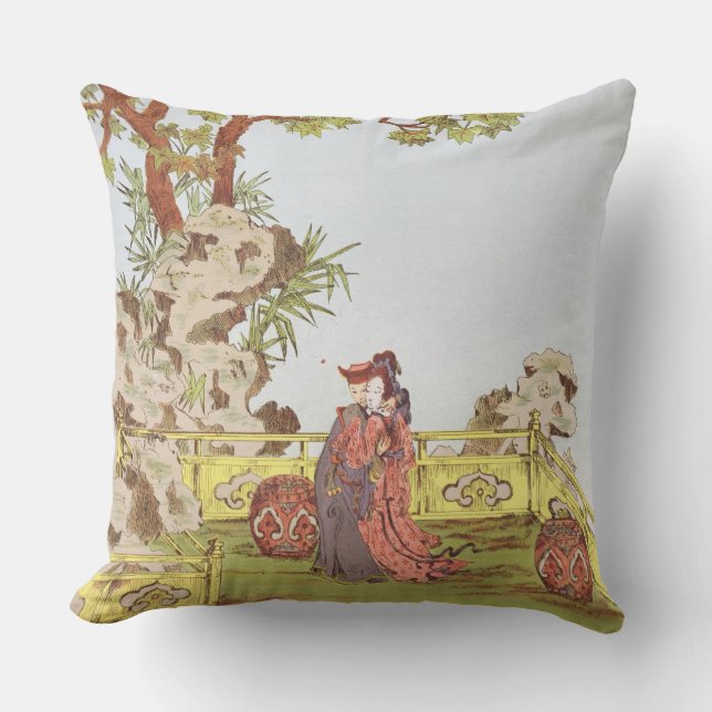 Couple in a Chinese garden, from 'Ornaments of Chi Cushion (Front)