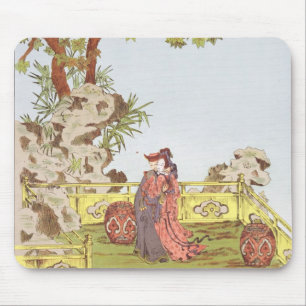 Couple in a Chinese garden, from 'Ornaments of Chi Mouse Mat