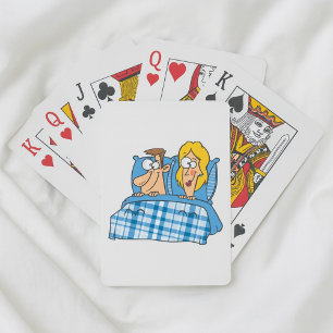 Couple In Bed Playing Cards