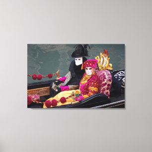 Couple In Gondola At Carnival, Venice Canvas Print