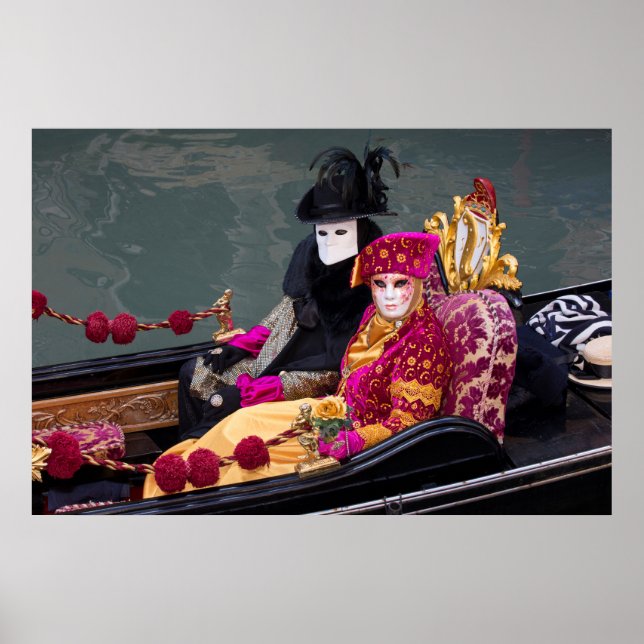 Couple In Gondola At Carnival, Venice Poster (Front)