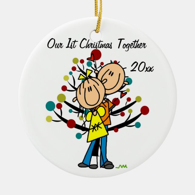 Couple in Love 1st Christmas Personalised Ornament (Front)