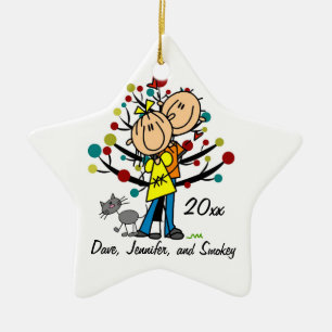 Couple in Love and Cat Personalised Ornament