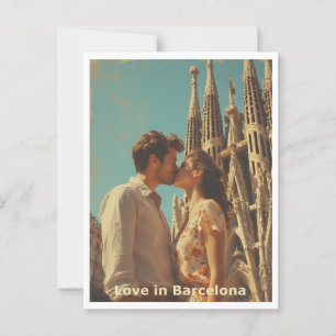 Couple in Love Barcelona  Postcard