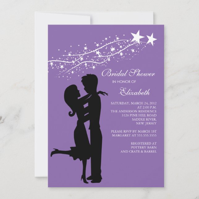 Couple in Love Bridal Shower Invitation Purple (Front)