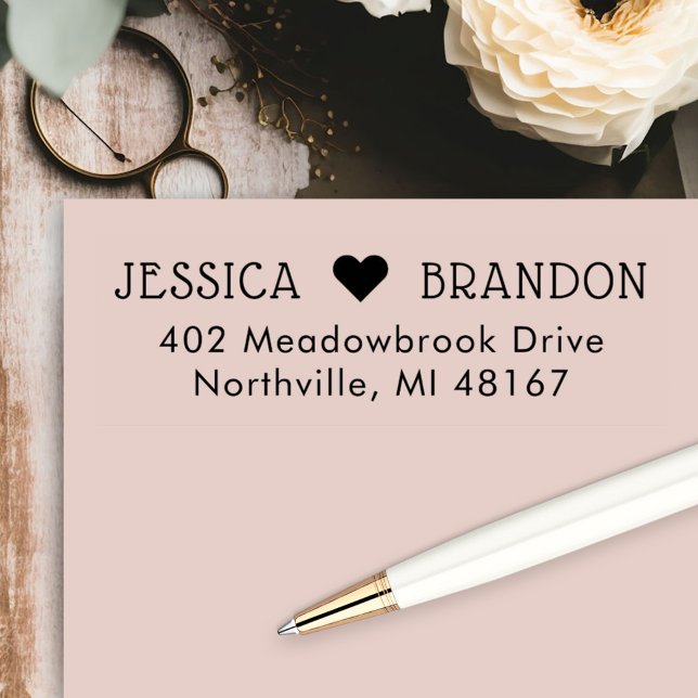 Couple in Love Heart Return Address Self-inking Stamp (Creator Uploaded)