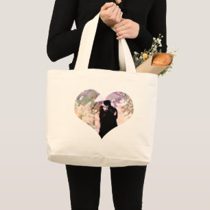 Couple in Love Kissing In The Rain Abstract Art Large Tote Bag