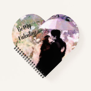 Couple in Love Kissing In The Rain Abstract Art Notebook