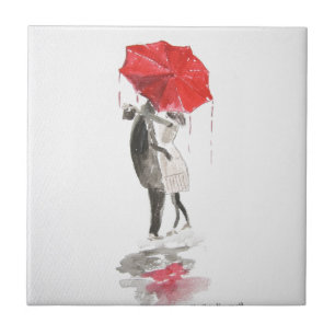 Couple in love kissing wedding anniversary tile