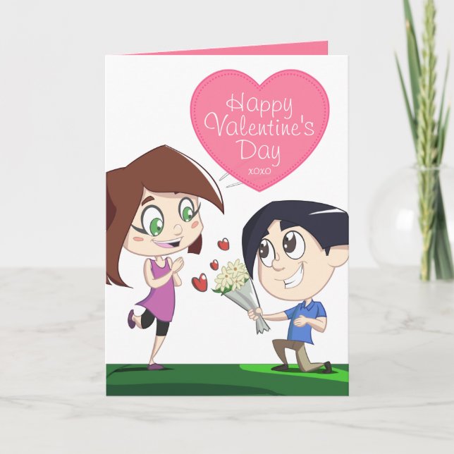 Couple in Love - Pink Valentine's Day Photo Card (Front)