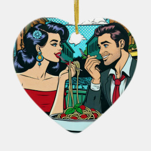 Couple in Love   Pop Art Ceramic Tree Decoration