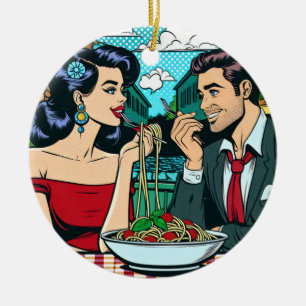 Couple in Love   Pop Art Ceramic Tree Decoration