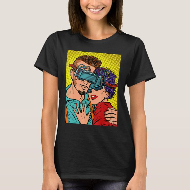 Couple in Love With Virtual Reality Glasses T-Shirt (Front)