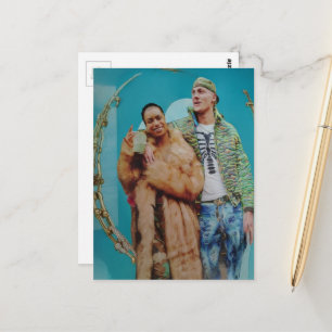 Couple in the gold and blue frame Collage Postcard