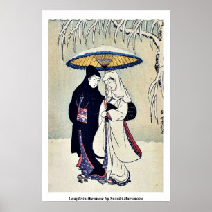 Couple in the snow by Suzuki,Harunobu Poster
