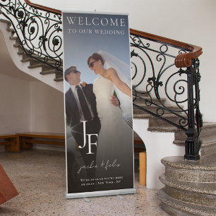 Couple Initial & Name Wedding Welcome Retractable Banner
