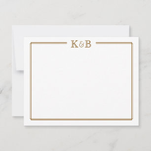 Couple Initials His Hers Monogram Brown Stationery Card