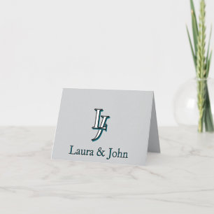 Couple Initials & Names Love Folded Card
