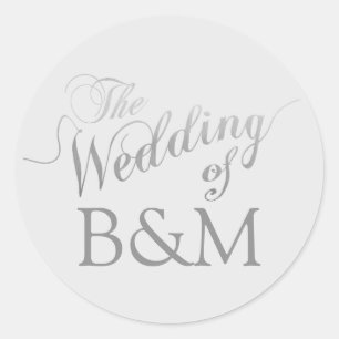 couple initials wedding   classic round sticker