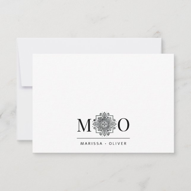 Couple Jewel Motif Ampersand Monogram Card (Front)