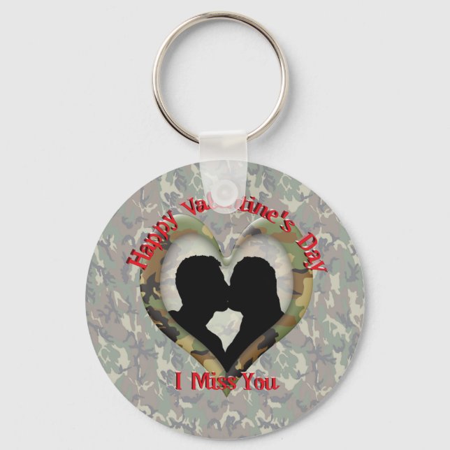 Couple Kissing  - I missing you on Valentine's Day Key Ring (Front)