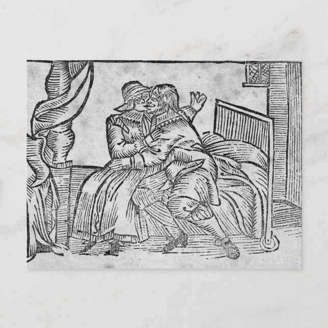Couple Kissing, illustration 'Roxburghe Ballads' Postcard (Front)