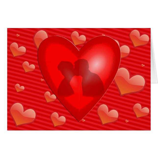 Couple Kissing in Heart with More Hearts Card (Front Horizontal)