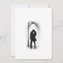 Couple Kissing in Rain Silhouette Wall Art Print