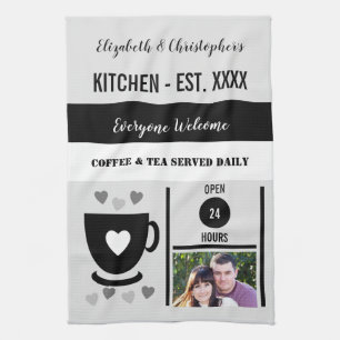 Couple kitchen est date coffee photo black tea towel