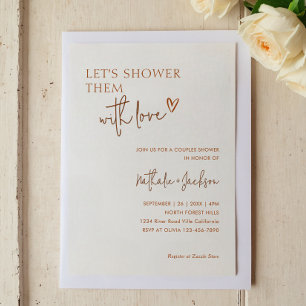 Couple Let's Shower Them Terracotta Bridal Invitation