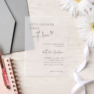 Couple Let's Shower Them With Love Bridal Vellum Invitations