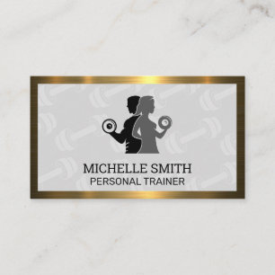 Couple Lifting   Dumbbell Pattern Business Card