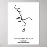 Couple Line Art Personalised Poster<br><div class="desc">Personalised print Couple Kissing with Grey background. On this personal print you can add names of couples,  date of event,  location and etc..
This print is perfect for a living and bed room!</div>