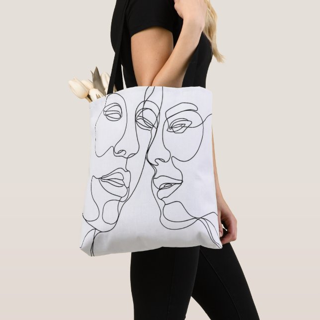 Couple Line Art  Tote Bag (Close Up)