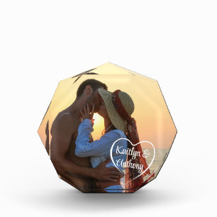 Couple Love Heart Photo Names Block