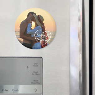 Couple Love Heart Photo Names Magnet