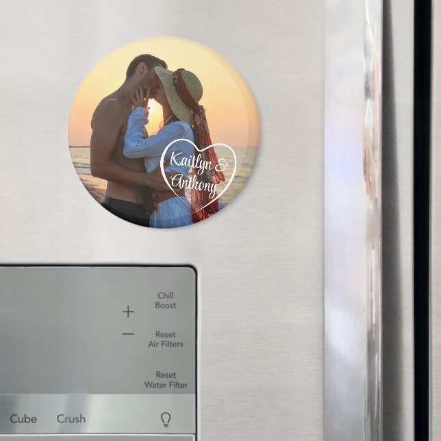 Couple Love Heart Photo Names Magnet (In Situ (Fridge))