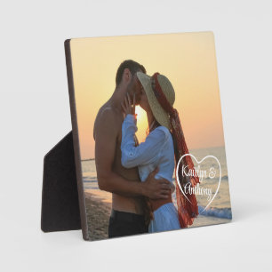Couple Love Heart Photo Names Plaque