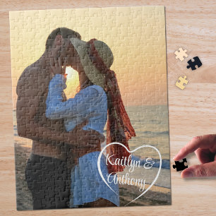 Couple Love Heart Photo Personalised Jigsaw Puzzle