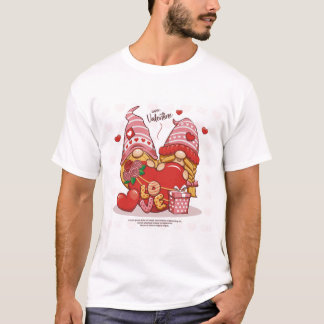 couple_love_of_cute_gnome_with_gift_box_valentine T-Shirt