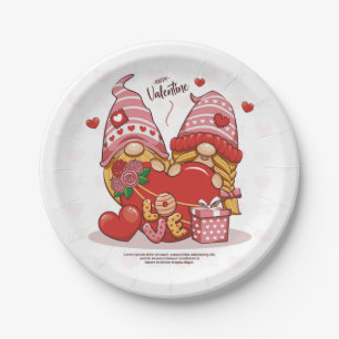couple_love_of_cute_gnome_with_love_heart_valentin paper plate
