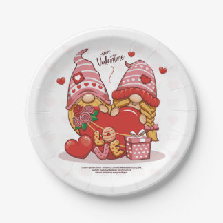 couple_love_of_cute_gnome_with_love_heart_valentin paper plate